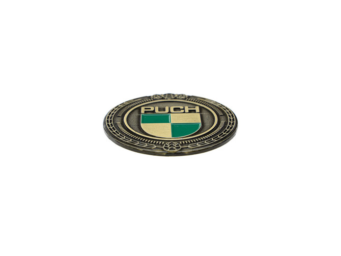 Badge / embleem Puch logo goud met emaille 47mm RealMetal product